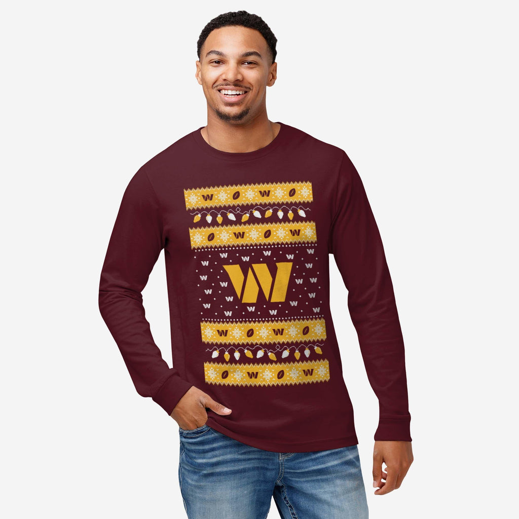 FOCO Washington Commanders Holiday Lights Long Sleeve T-Shirt Men Black/XL 3