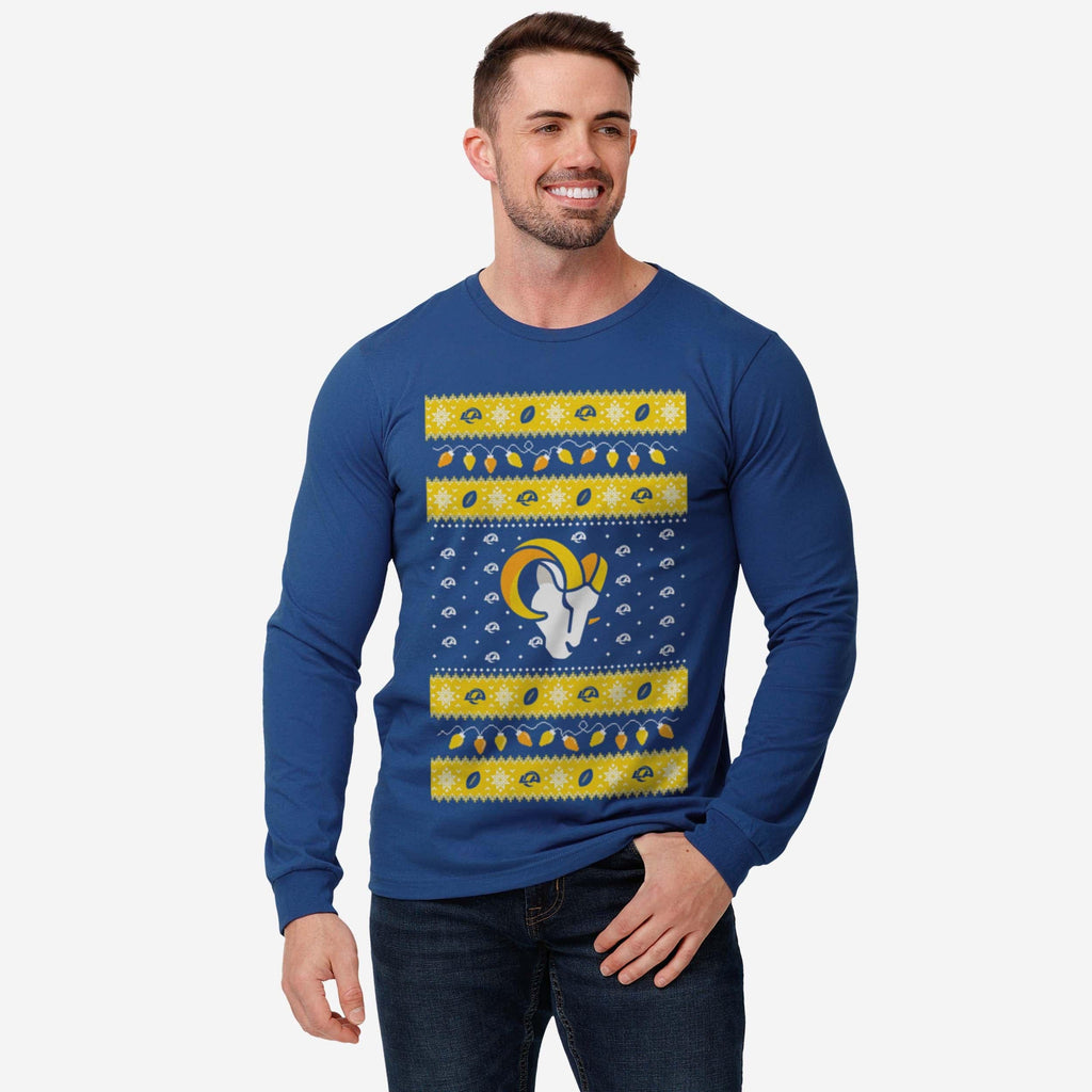 FOCO Los Angeles Rams Holiday Lights Pullover Langarm T-Shirt - 2XL - Herren 3