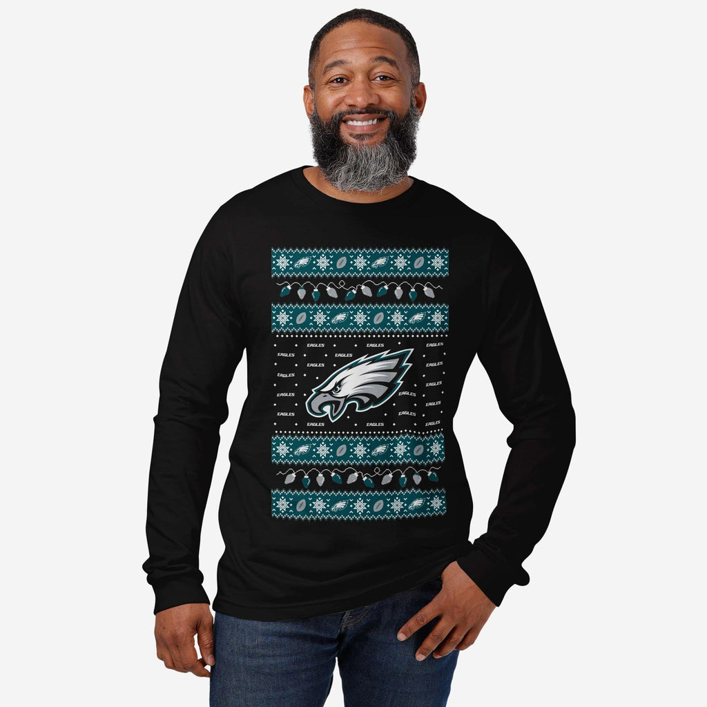 FOCO Philadelphia Eagles Holiday Lights Pullover Langarm T-Shirt - 2XL - Herren 3