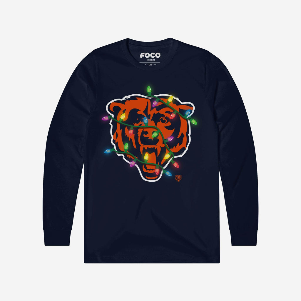 FOCO Chicago Bears Primary Logo Holiday Lights Langarm T-Shirt - Schwarz / M 2