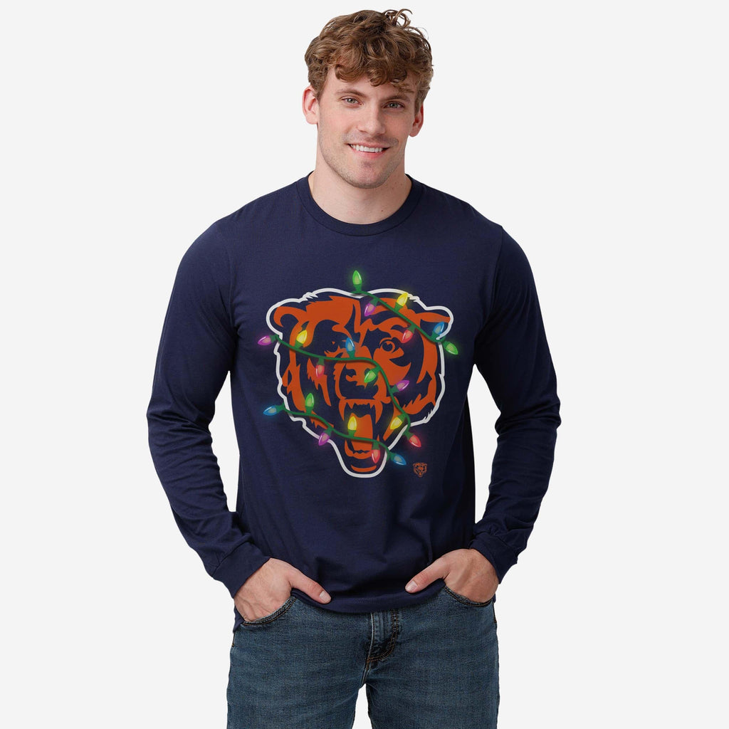 FOCO Chicago Bears Primary Logo Holiday Lights Langarm T-Shirt - Schwarz / M 3