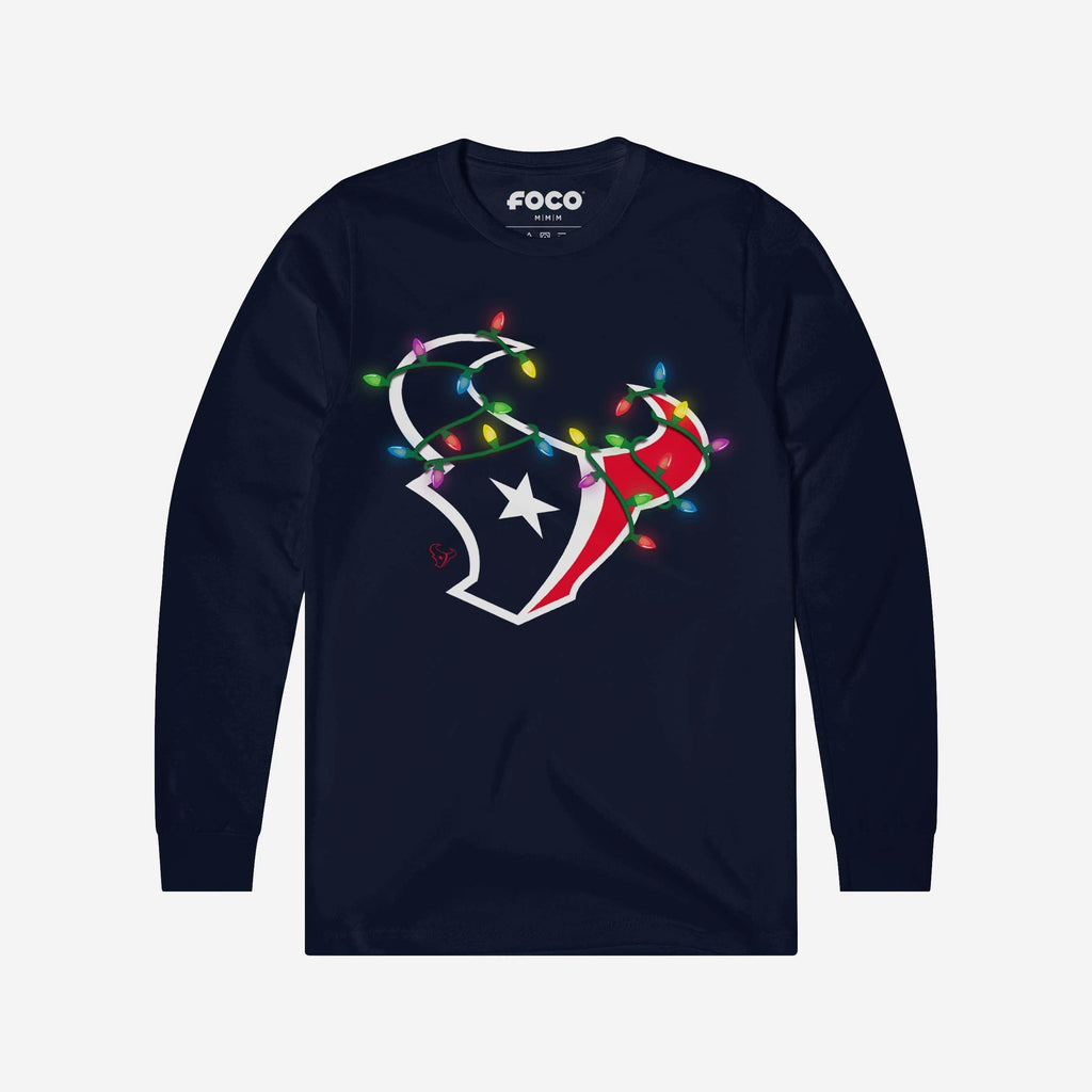 FOCO Houston Texans Primary Logo Holiday Lights Langarm T-Shirt - Schwarz / S 2