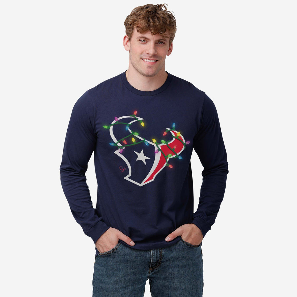 FOCO Houston Texans Primary Logo Holiday Lights Langarm T-Shirt - Schwarz / S 3