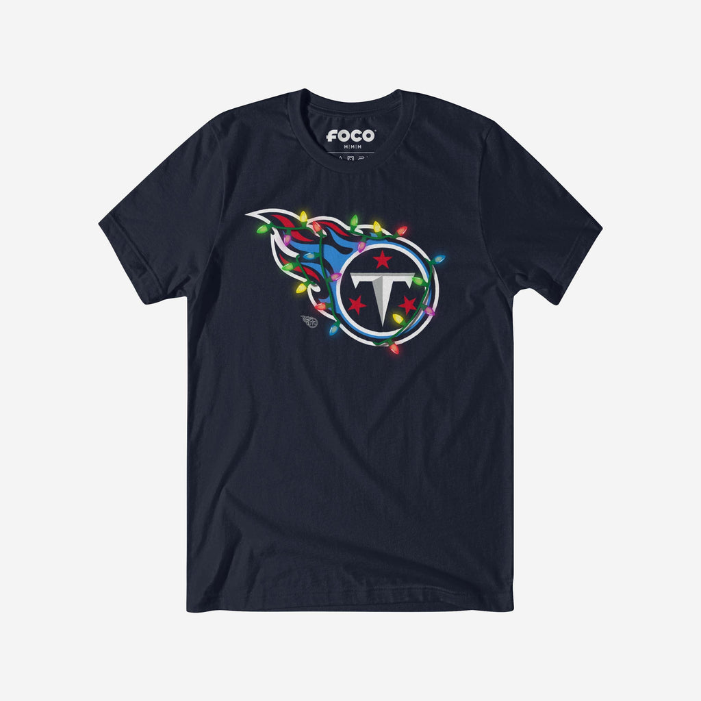 FOCO Tennessee Titans Primary Logo Holiday Lights T-Shirt Black XL 2