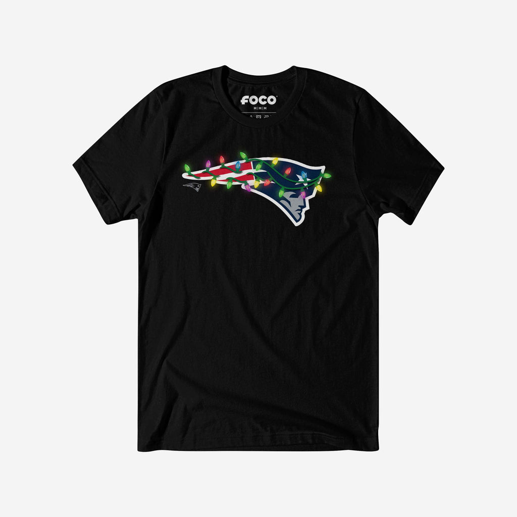 FOCO New England Patriots Holiday Lights T-Shirt Black 2XL 2