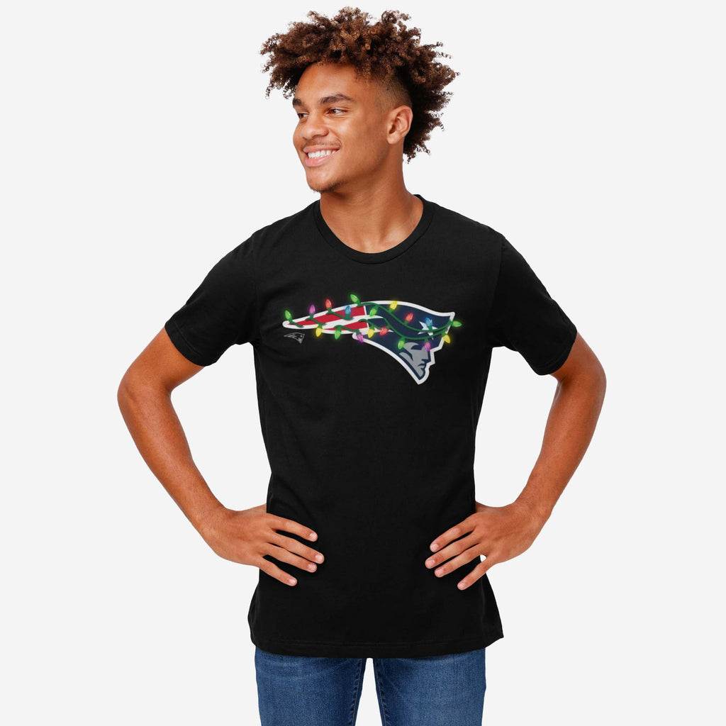 FOCO New England Patriots Holiday Lights T-Shirt Black 2XL 3