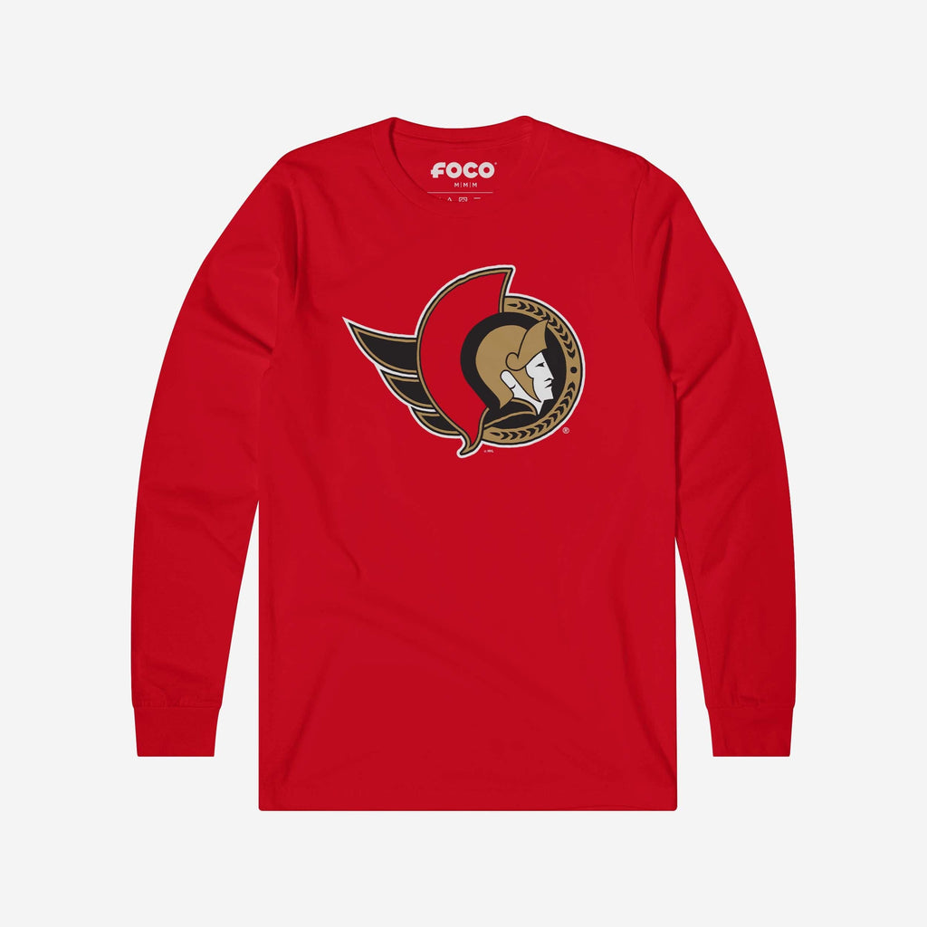 FOCO Ottawa Senators Primary Logo Long Sleeve T-Shirt Athletic Heather 2XL 2