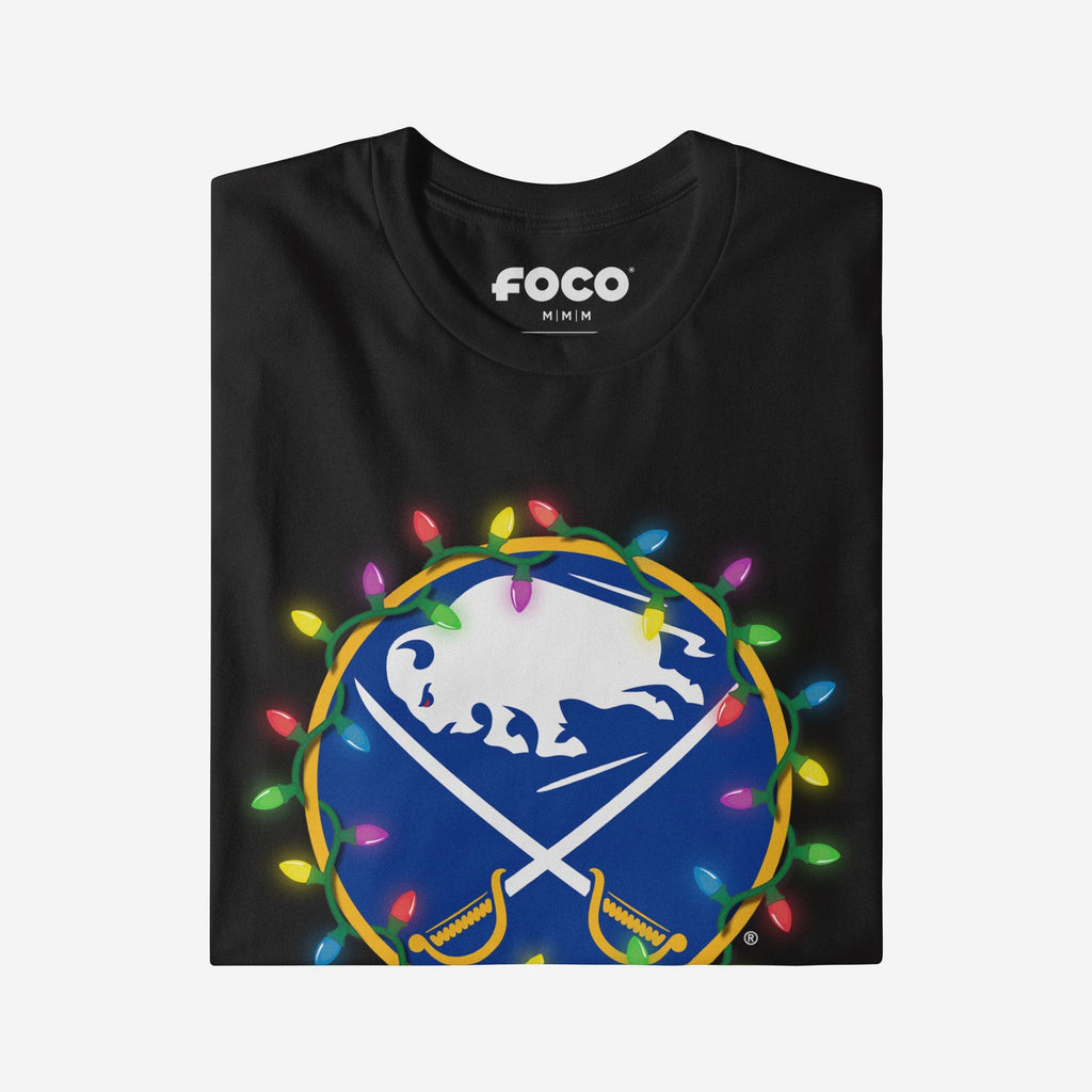 FOCO Buffalo Sabres Primary Logo Holiday Lights T-Shirt Blue 2XL 4