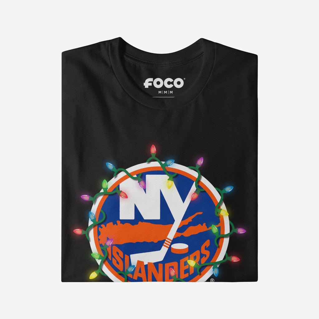 FOCO New York Islanders Primary Logo Holiday Lights T-Shirt 2XL Men 4