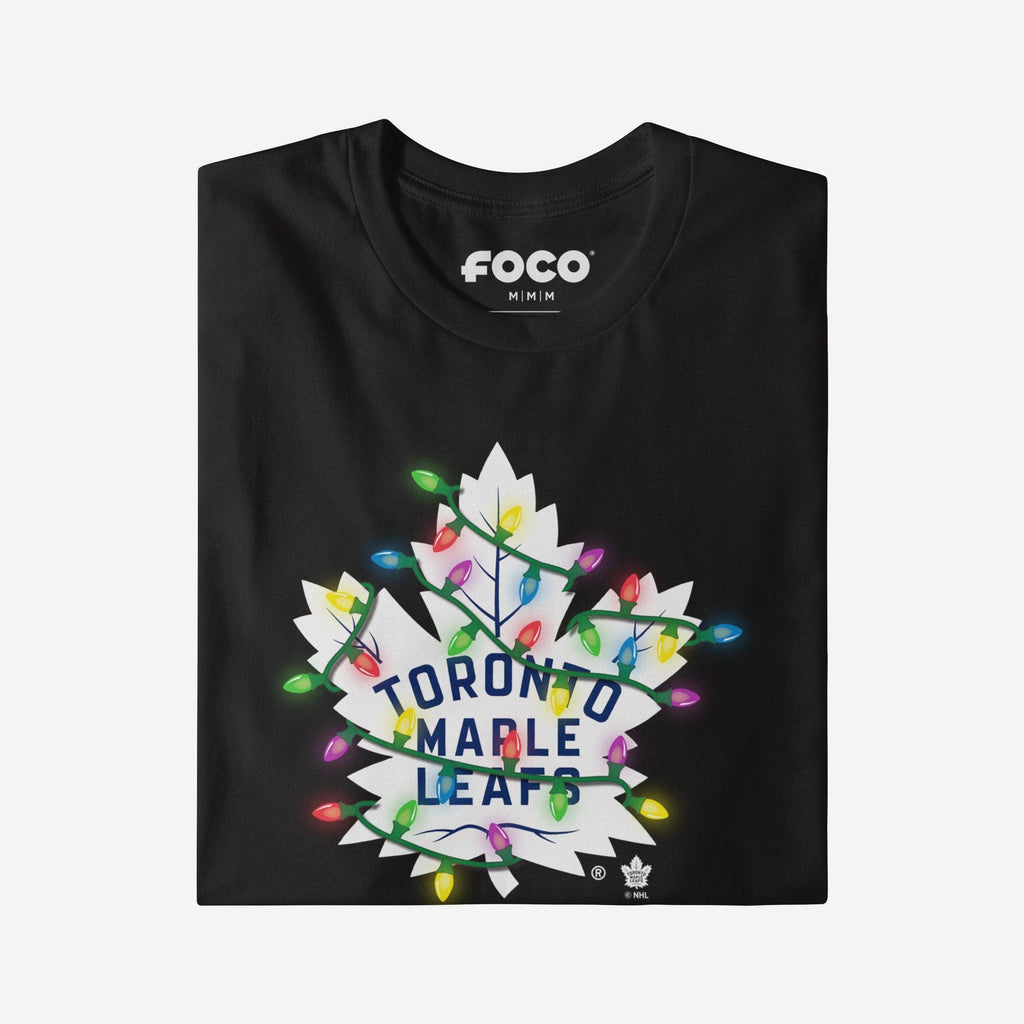 FOCO Toronto Maple Leafs Primary Logo Holiday Lights T-Shirt Men L 4