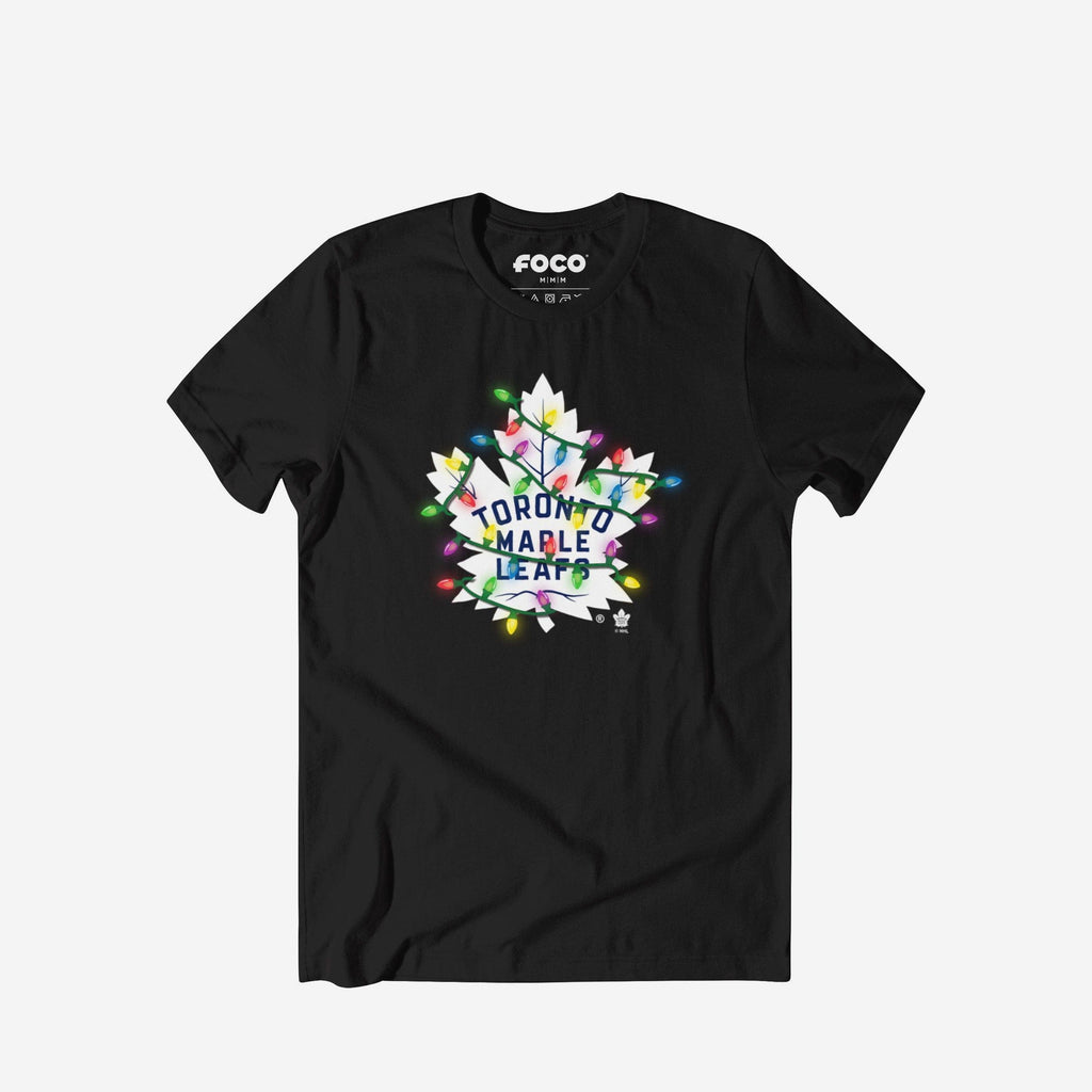 FOCO Toronto Maple Leafs Primary Logo Holiday Lights T-Shirt Men L 2