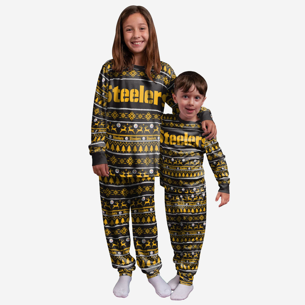 Pittsburgh Steelers Youth Family Holiday Pajamas FOCO 4 - FOCO.com