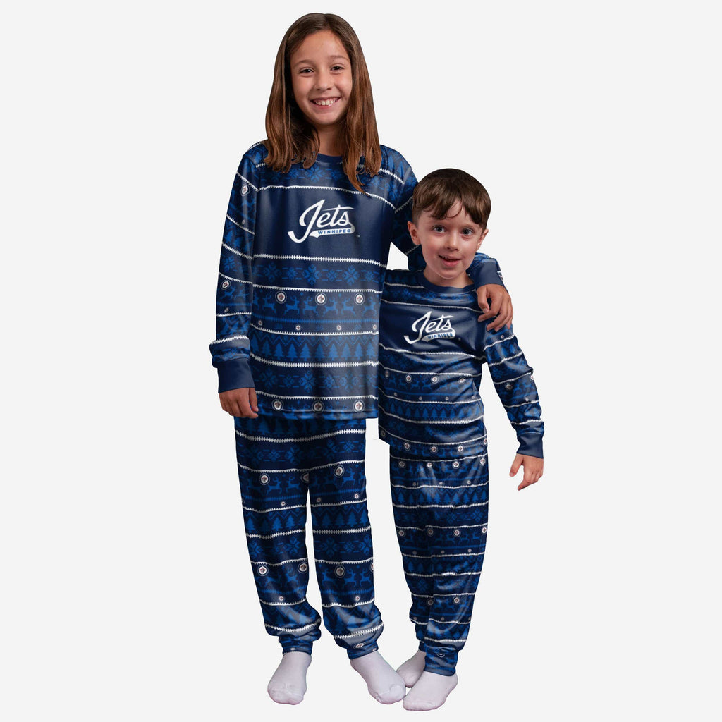 Winnipeg Jets Youth Family Holiday Pajamas FOCO - FOCO.com