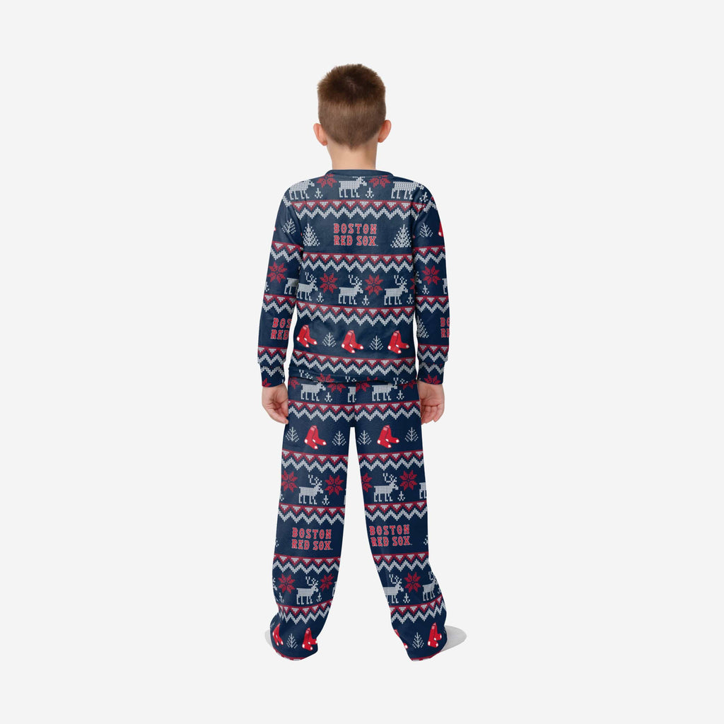 Boston Red Sox Youth Ugly Pattern Family Holiday Pajamas FOCO