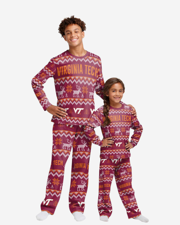 Virginia Tech Hokies Youth Ugly Pattern Family Holiday Pajamas FOCO 4 - FOCO.com
