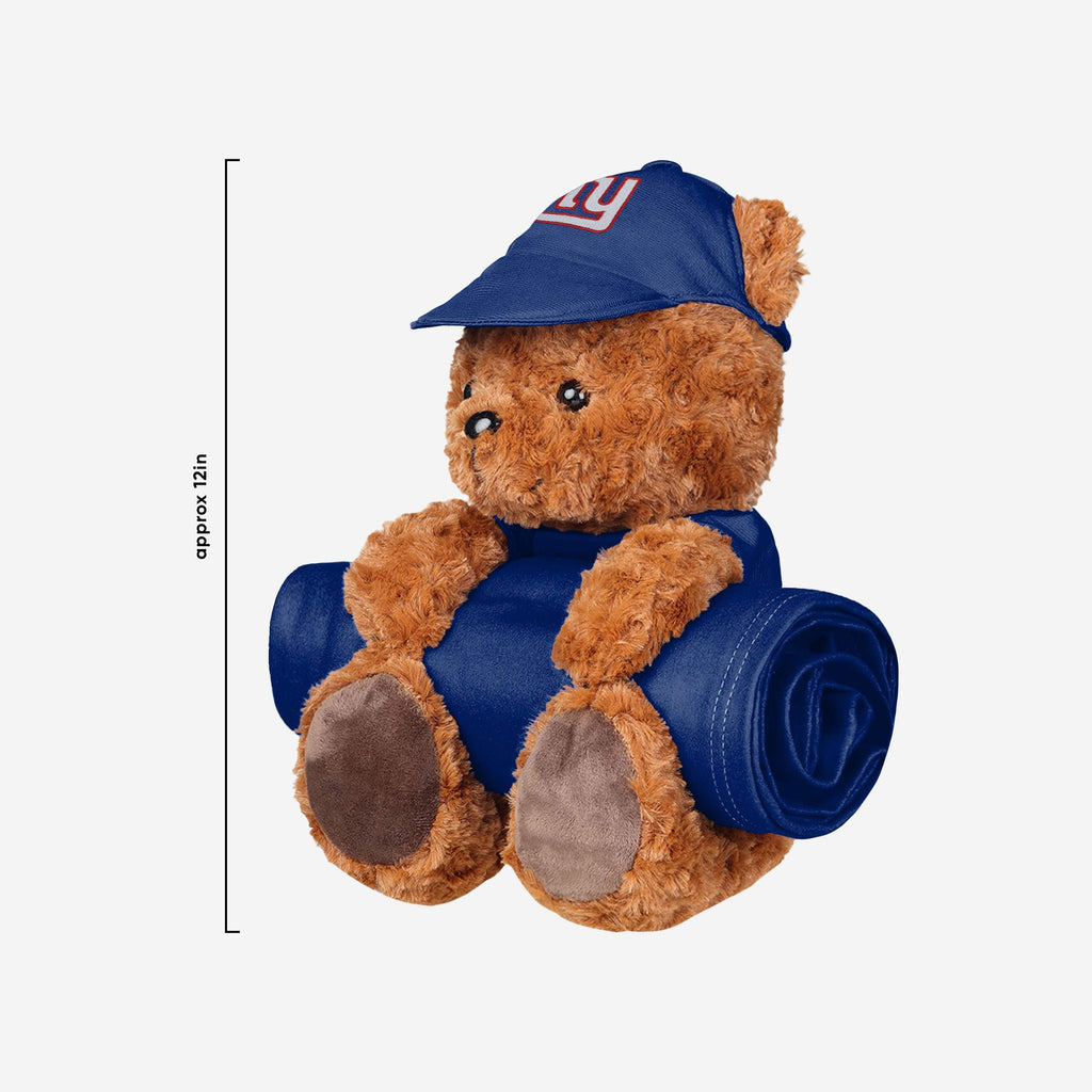 New York Giants Throw Blanket With Plush Bear FOCO
