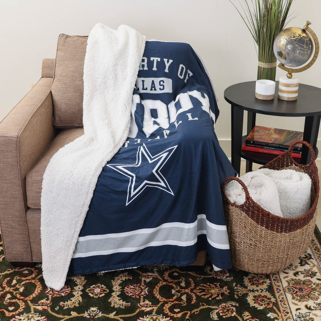 Dallas Cowboys Team Property Sherpa Plush Throw Blanket FOCO