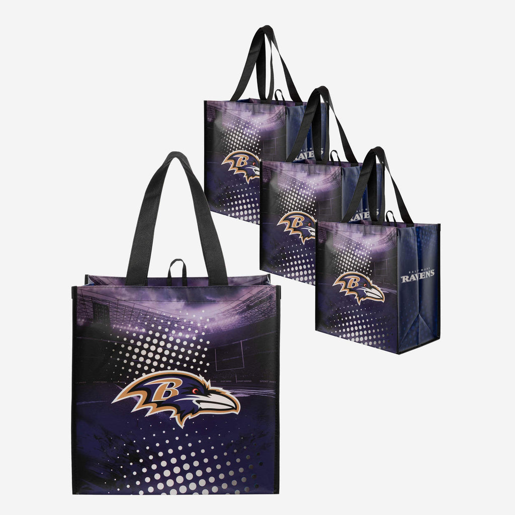 Baltimore Ravens 4 Pack Reusable Shopping Bags FOCO