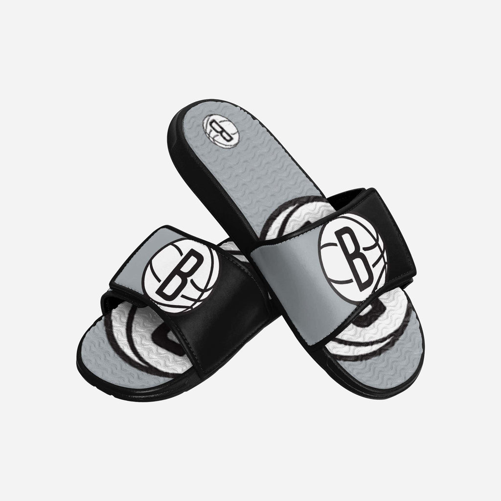 FOCO Brooklyn Nets Colorblock Big Logo Gel Slide Black/White L Men 4