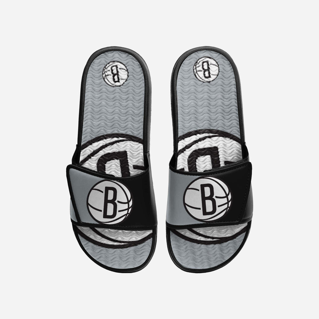FOCO Brooklyn Nets Colorblock Big Logo Gel Slide Black/White L Men 2