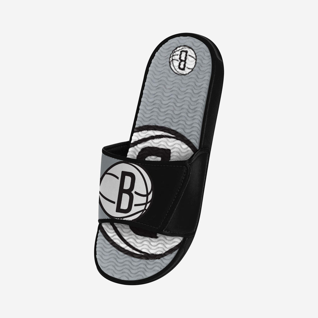 FOCO Brooklyn Nets Colorblock Big Logo Gel Slide Black/White L Men 3