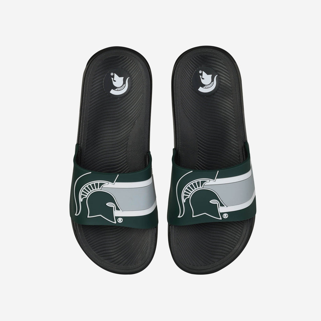 FOCO Michigan State Spartans Striped Big Logo Raised Slide Green Men S 2