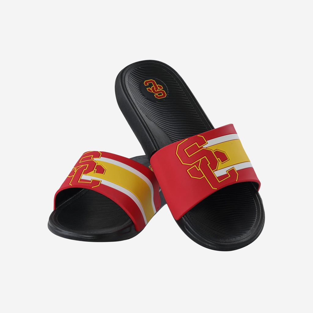 FOCO USC Trojans Striped Big Logo Raised Slide Black/XL 4