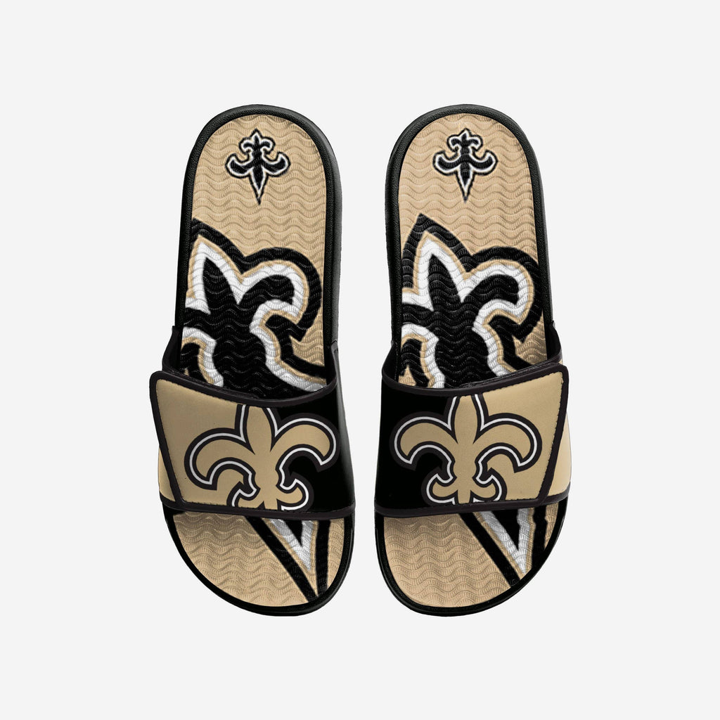 FOCO New Orleans Saints Colorblock Big Logo Gel Slide Black/Gold XL 2