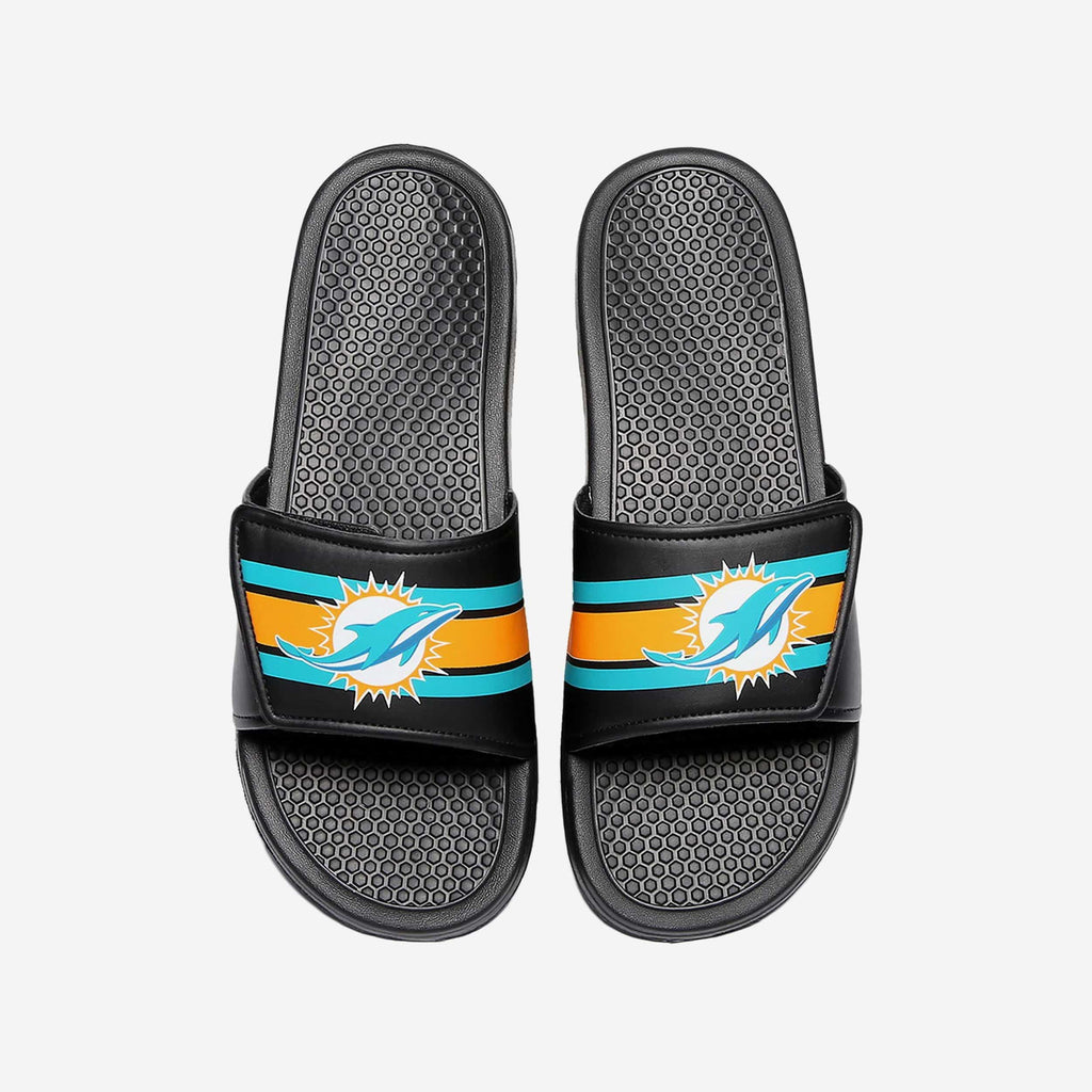 NEW! FOCO Miami Dolphins 2025 Team Stripe Molded Slides Men\'s 9/10 Miami Dolphins Team Stripe Gel Slide FOCO main image 3