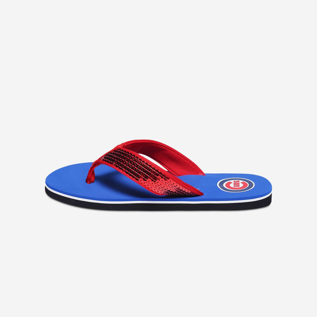 FOCO Chicago Cubs Sequin Flip Flop L 2
