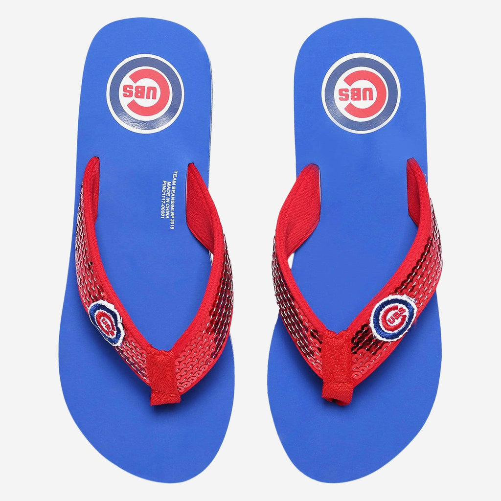 FOCO Chicago Cubs Sequin Flip Flop L 3