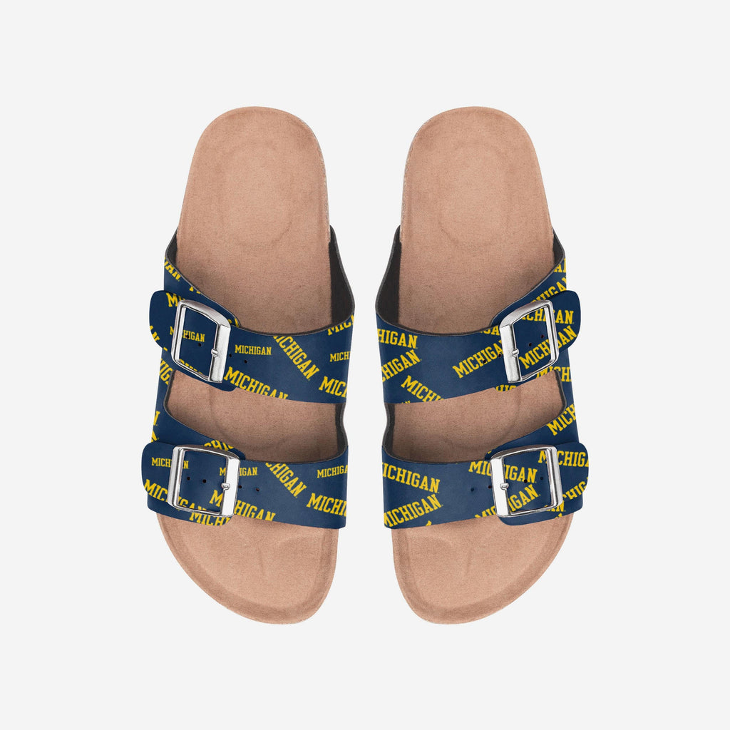 FOCO Michigan Wolverines Mini Print Double Buckle Sandal M Women 2