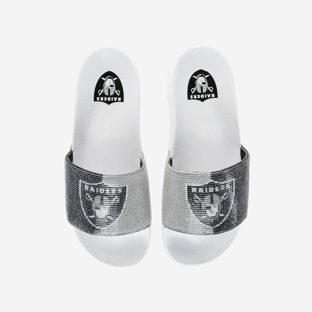 FOCO Big Logo Shimmer Slide Silver Women's S 2