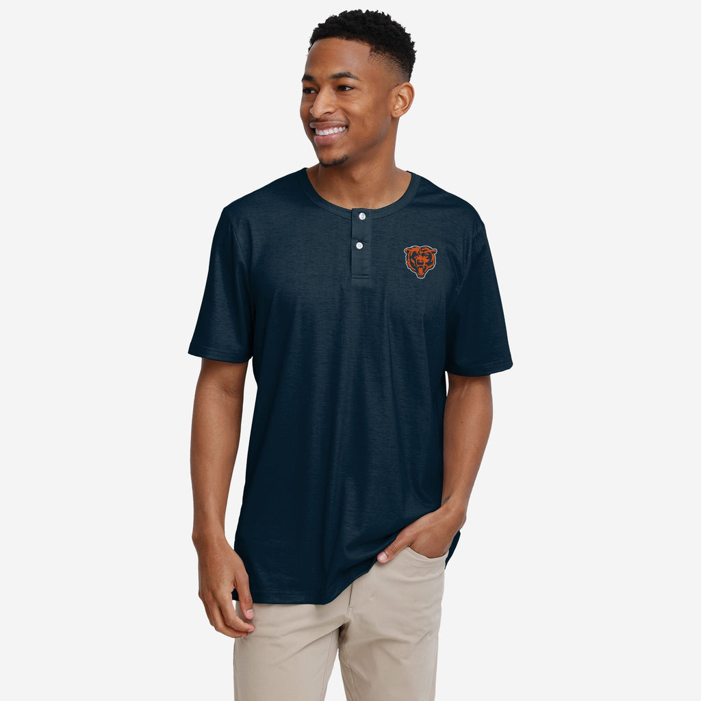 FOCO Chicago Bears Solid Team Logo Henley Blue L 2
