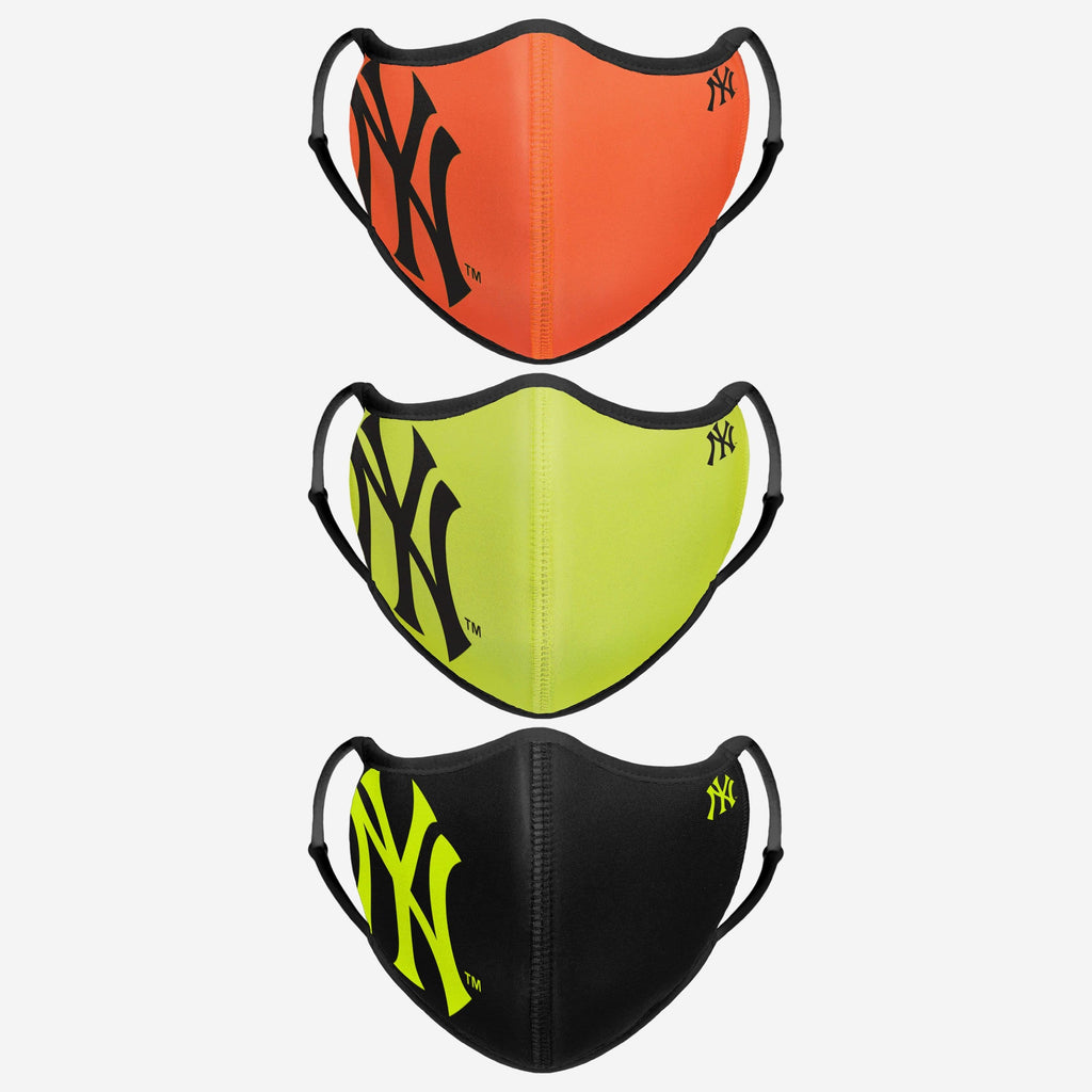 FOCO New York Yankees Face Cover 3 Pack Neon 2