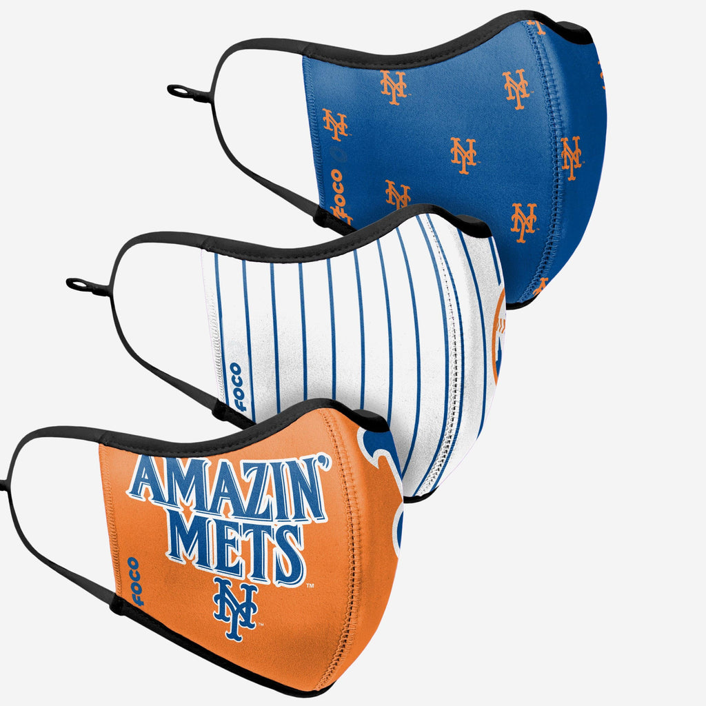 FOCO New York Mets Face Cover 3 Pack Unisex 4