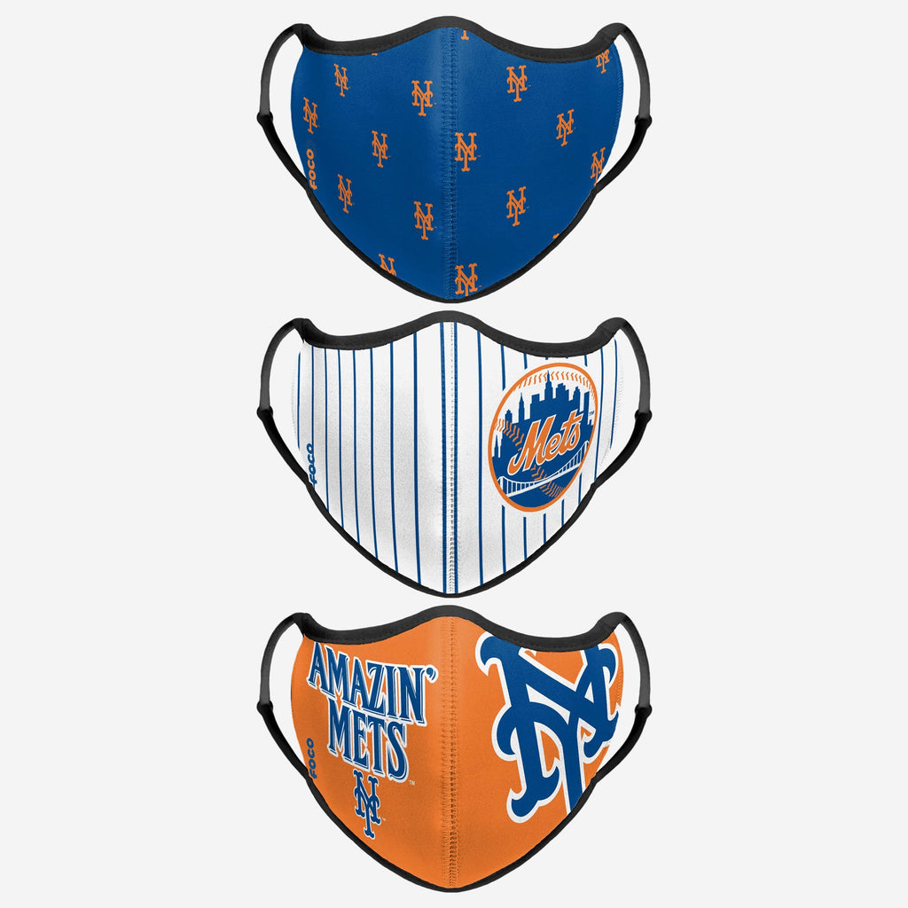 FOCO New York Mets Face Cover 3 Pack Unisex 2