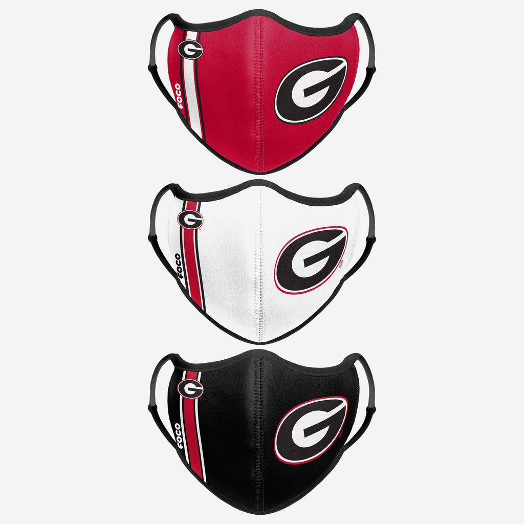 FOCO Georgia Bulldogs Sport Face Cover 3 Pack Unisex 2