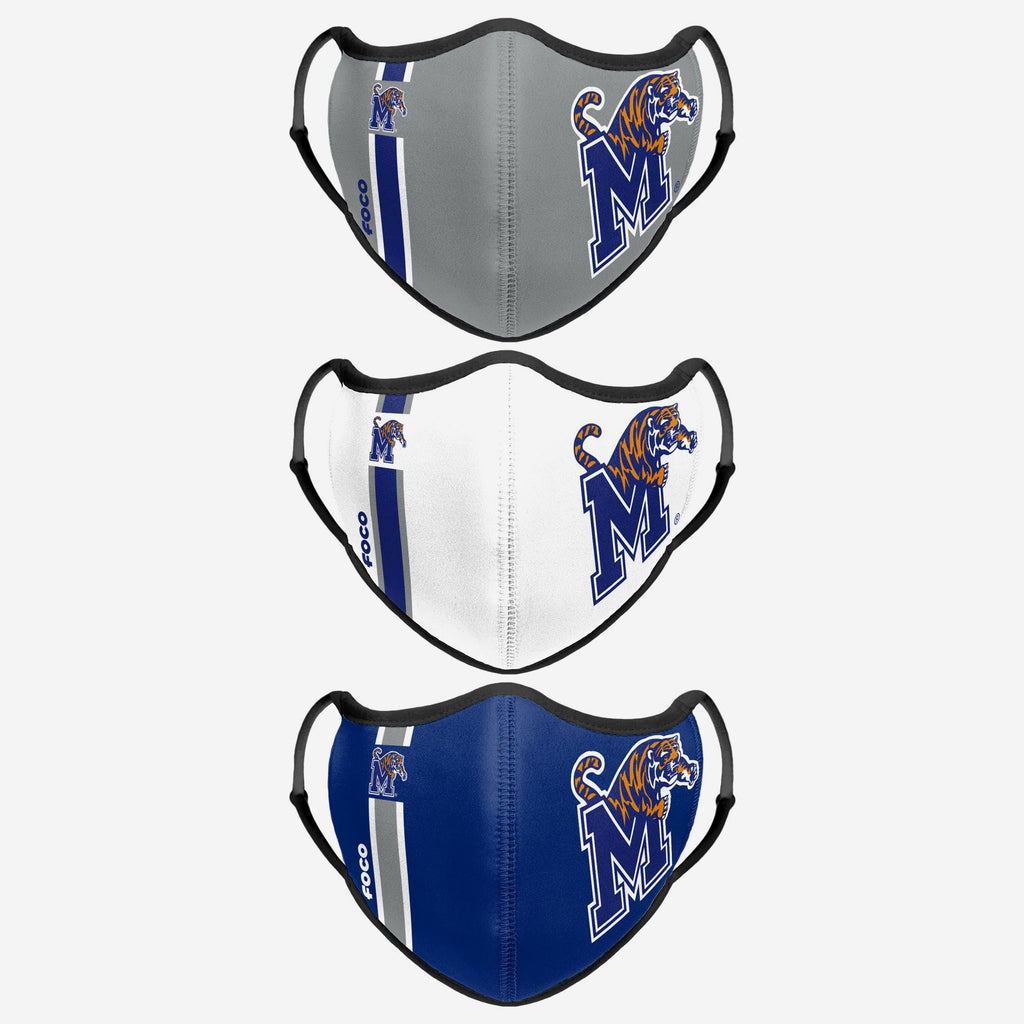 FOCO Memphis Tigers Sport Face Cover 3 Pack Multicolor 2
