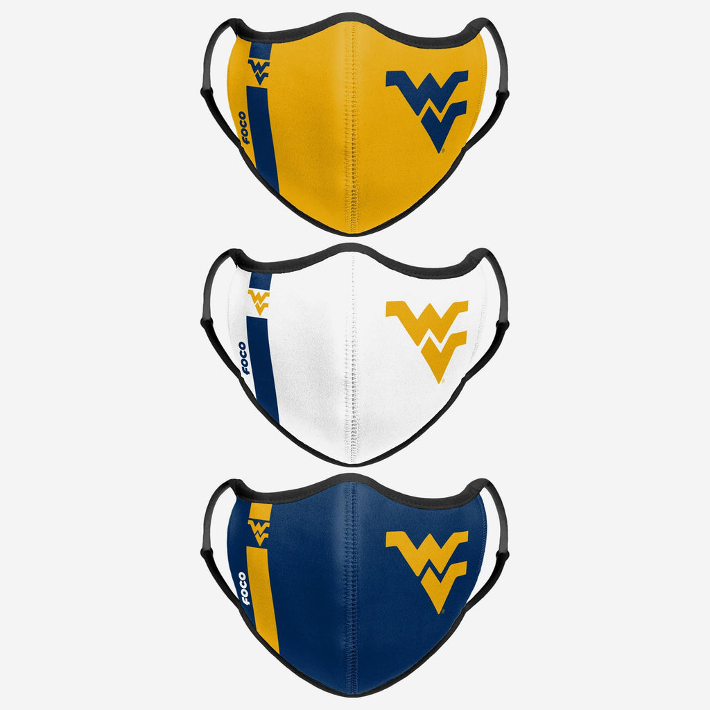 West Virginia Mountaineers Sport 3 Pack Face Cover FOCO - FOCO.com