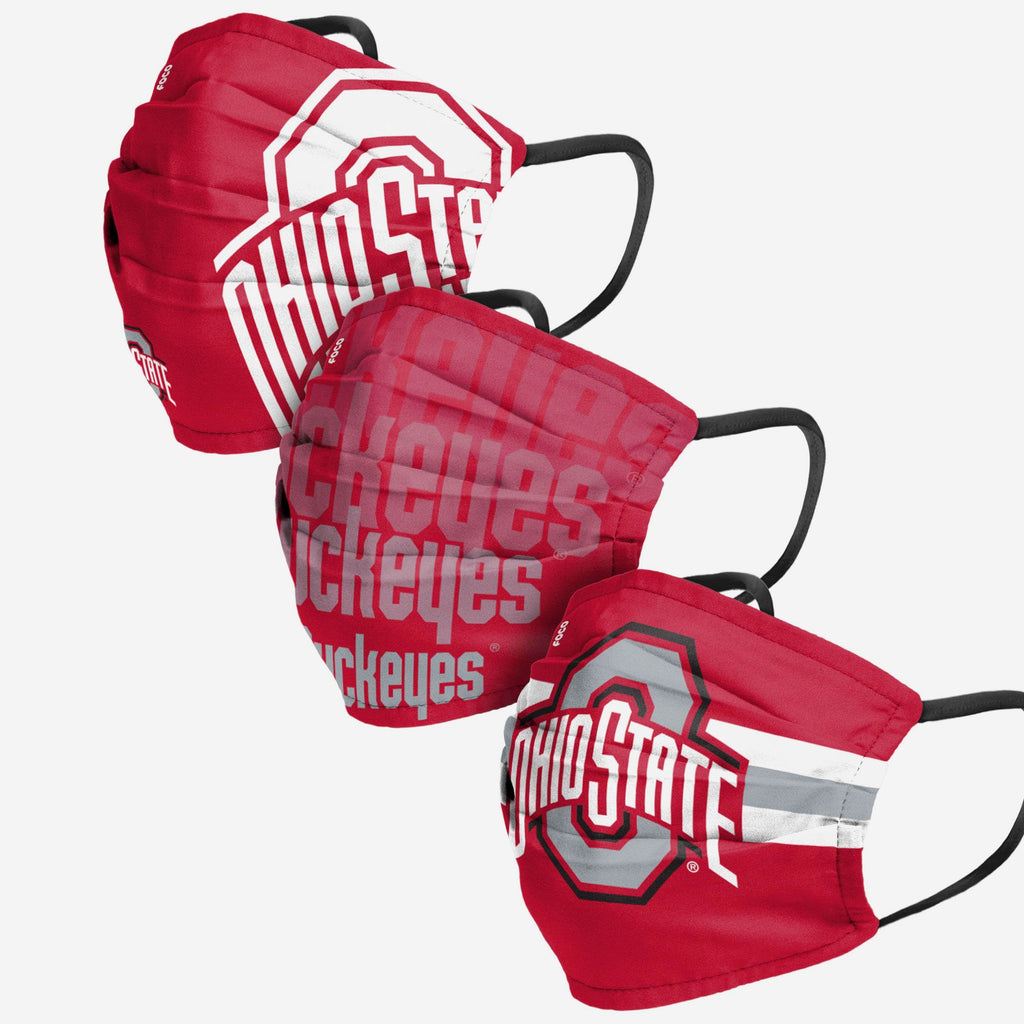 FOCO Ohio State Buckeyes Matchday Face Cover 3 Pack Youth 2