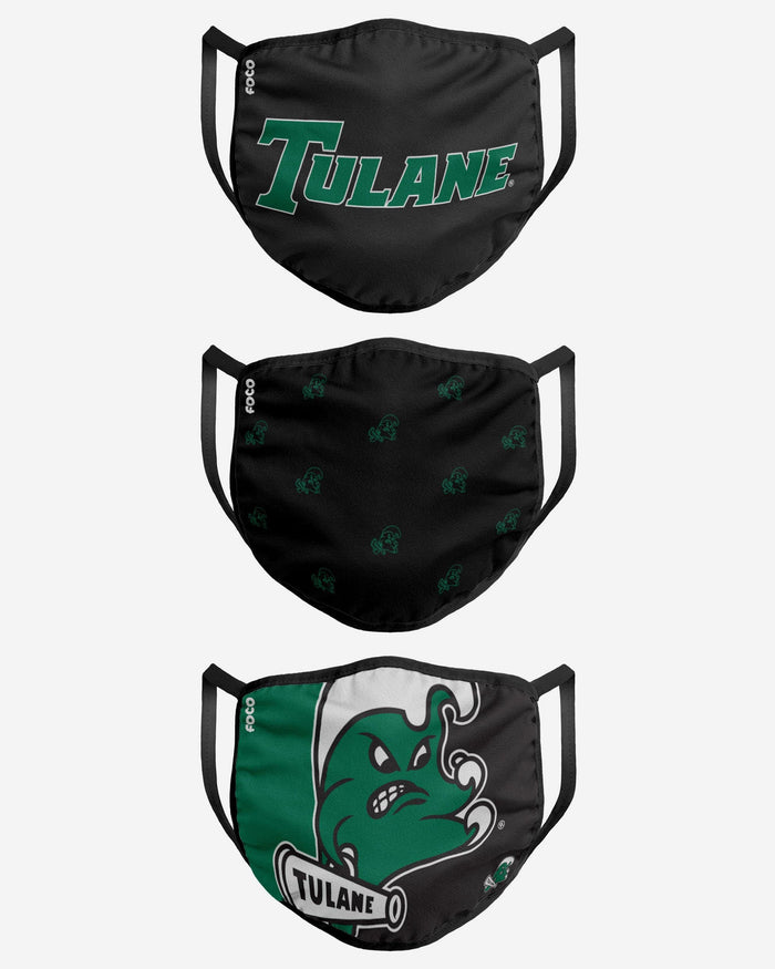Tulane Green Wave 3 Pack Face Cover FOCO - FOCO.com