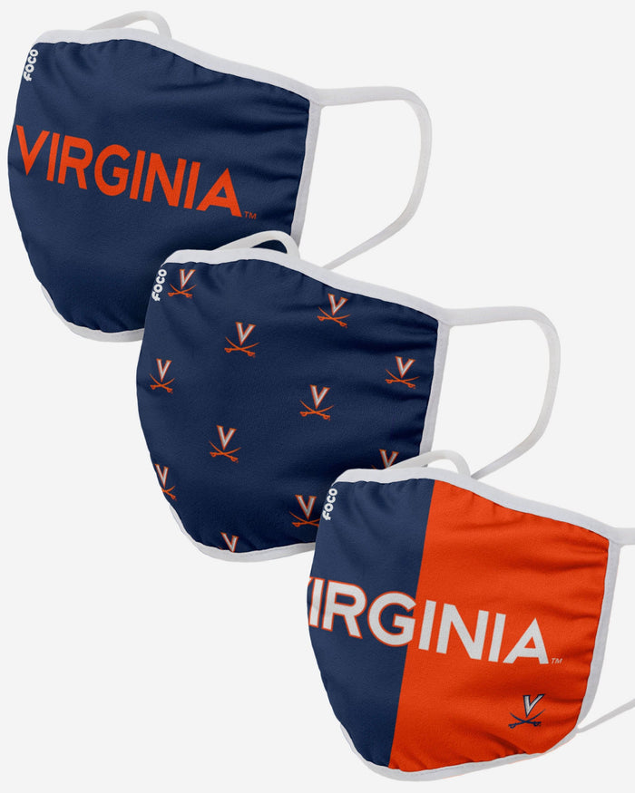 Virginia Cavaliers 3 Pack Face Cover FOCO - FOCO.com