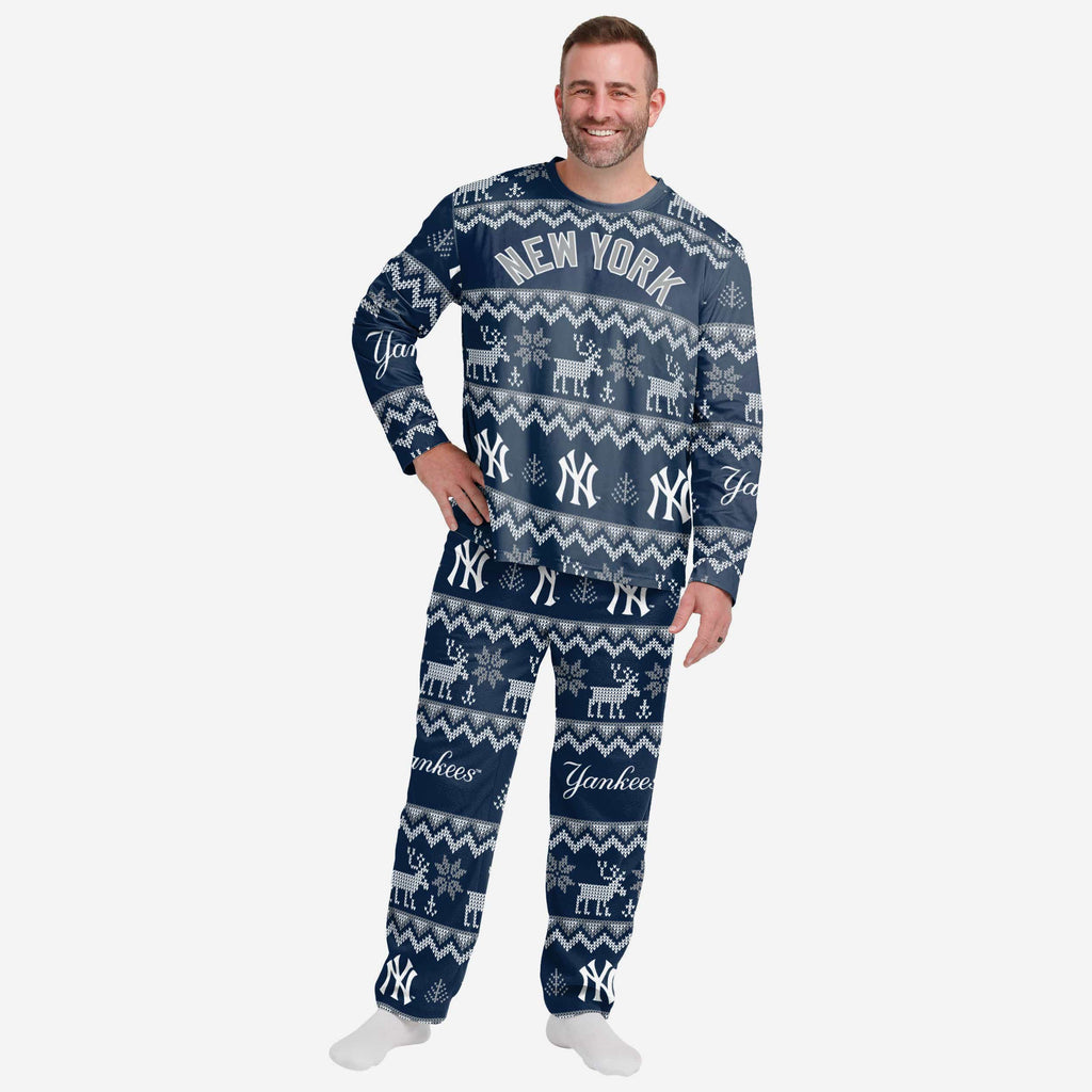 New York Yankees Mens Ugly Pattern Family Holiday Pajamas FOCO