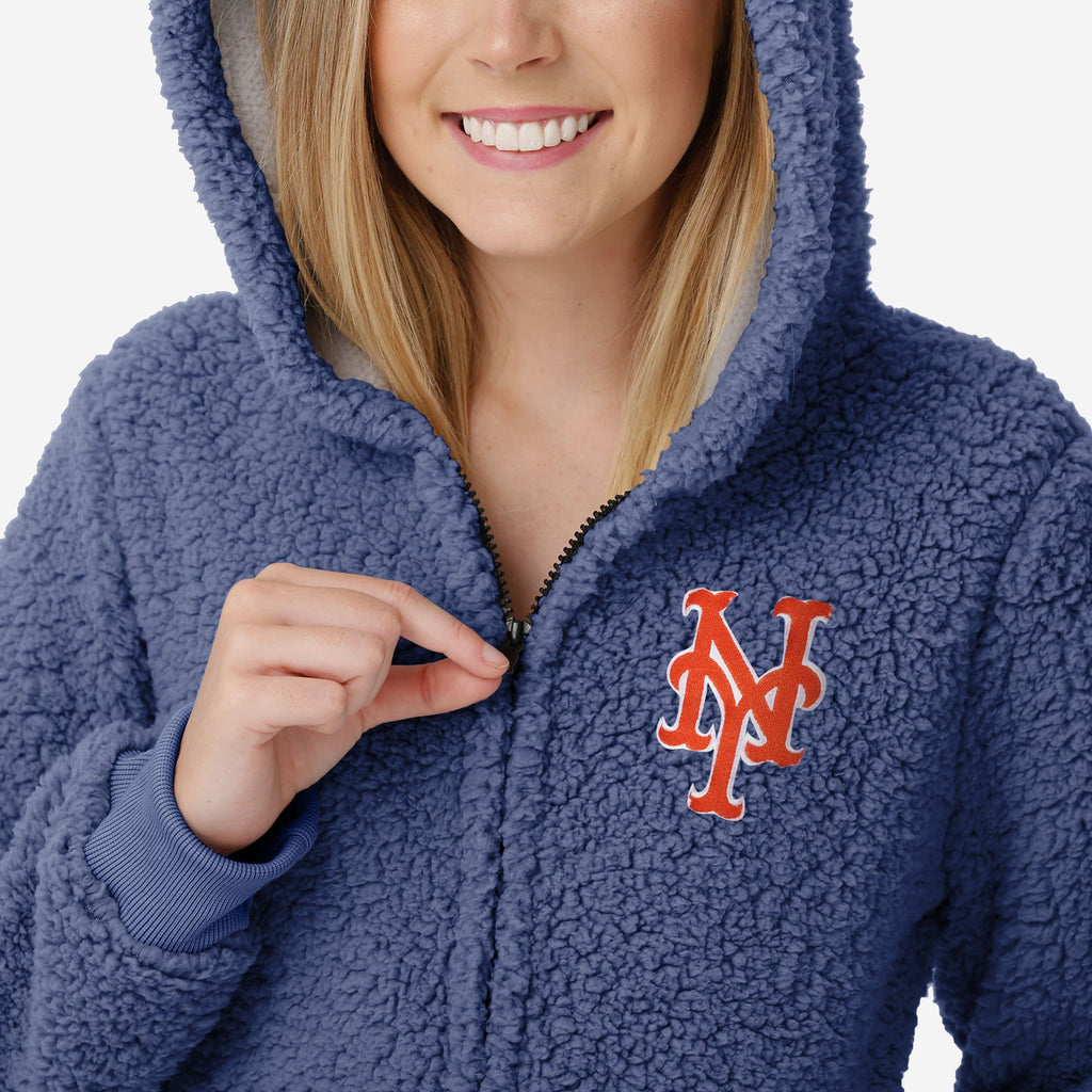 FOCO New York Mets Sherpa One Piece Pajamas Blue XL 4