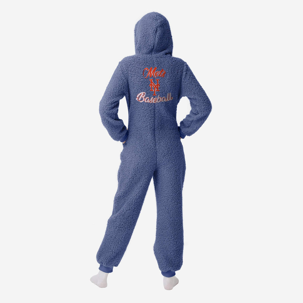 FOCO New York Mets Sherpa One Piece Pajamas Blue XL 3