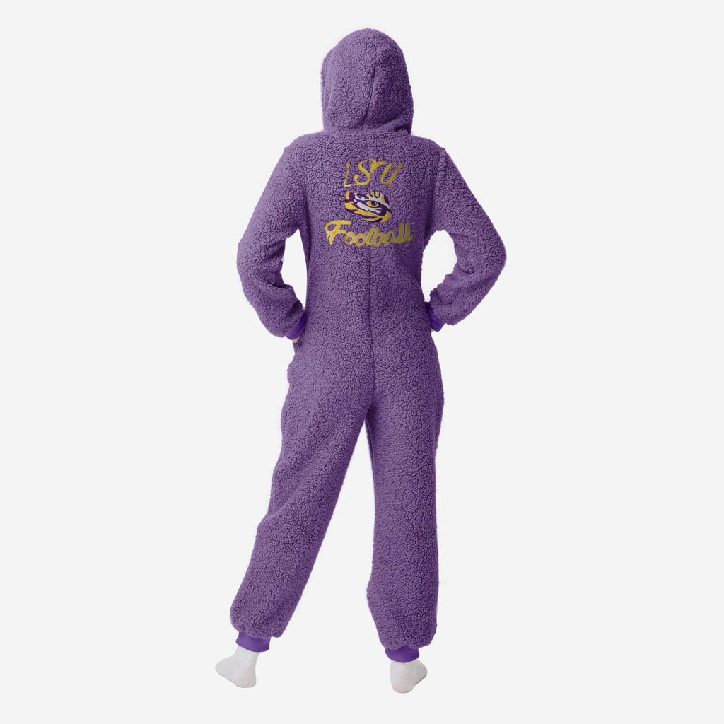 FOCO LSU Tigers Sherpa One Piece Pajamas Purple M 3