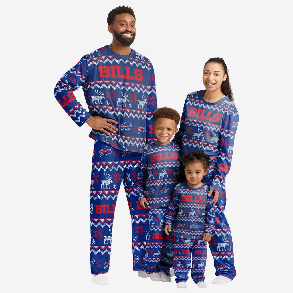 Buffalo Bills Mens Ugly Pattern Family Holiday Pajamas FOCO
