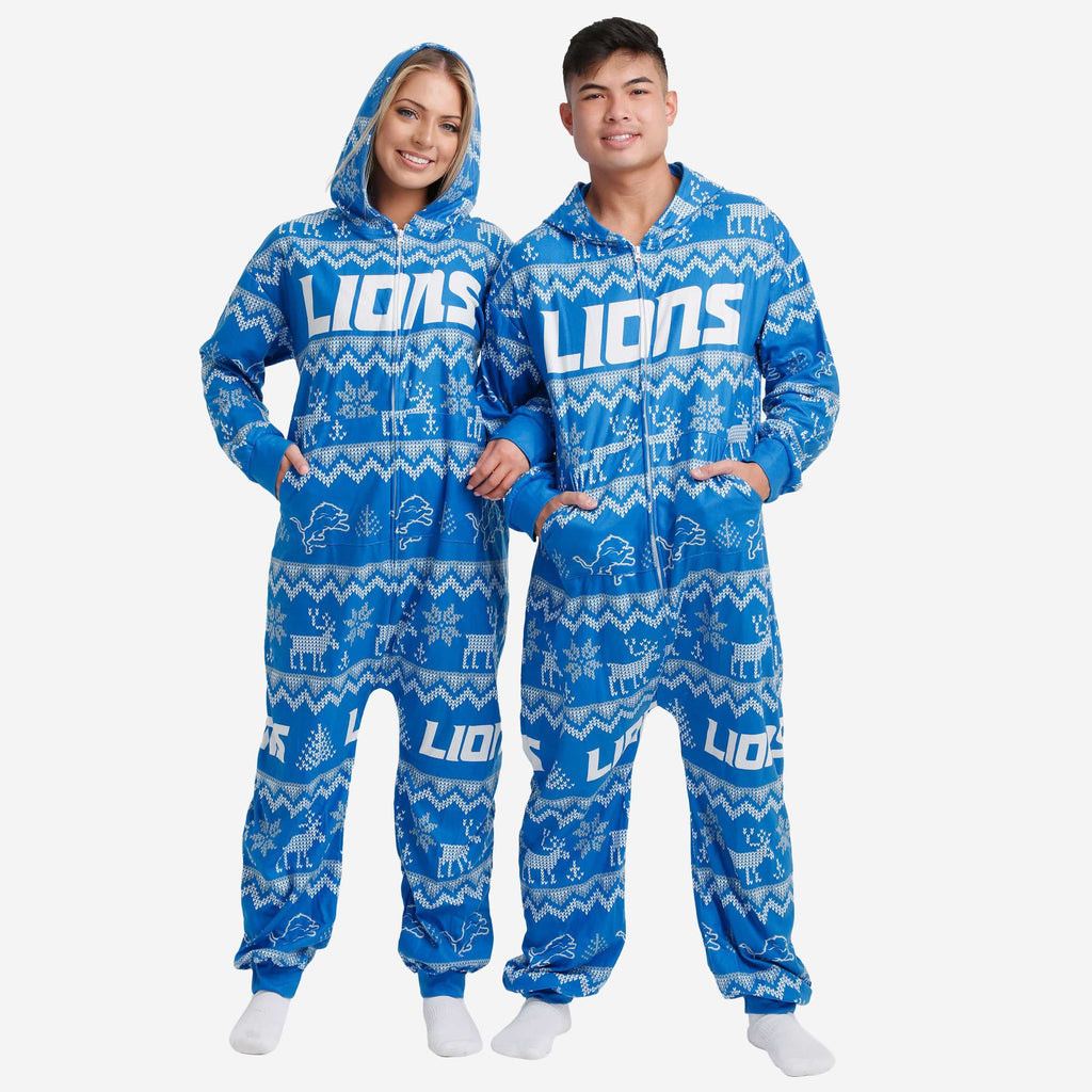 Detroit Lions Ugly Pattern One Piece Pajamas