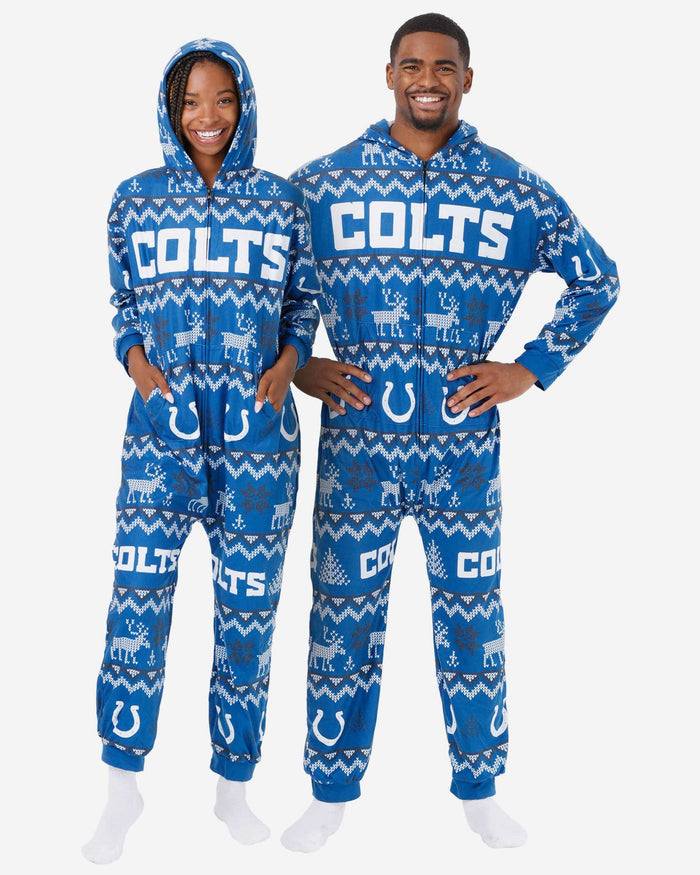Indianapolis Colts Ugly Pattern One Piece Pajamas FOCO S - FOCO.com